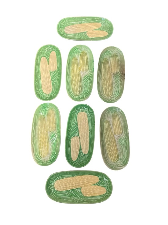 Unbranded Other - Vintage Ceramic Corn on the Cob Dishes Set of 8 Green Husk Relief Japan Retro